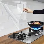 1 Roll Kitchen Backsplash Stickers Wallpaper Kitchen Stickers High-temperature Resistant Ceramic Tile Wall Sticker Oil-proof And