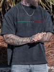 Letter Print Men's Crew Neck Fashionable Short Sleeve Sports T-Shirt Comfortable And Versatile For Summer And Spring Athletic St