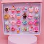 10PCS Cartoon Rings Colorful Donut Ice Cream Rings For Daughter Granddaughter Party Gifts Assorted Varieties Without The Box