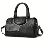 Crocodile Pattern Handbag Versatile Top Handle Tote Bag Fashion Crossbody Bag Purse For Women