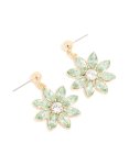 Goldair Gold Green Diamante Flower Drop Earrings