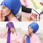 1PC Portable Storage Drying Hair Cap Non Hurt Hair Pullover Lace-up Cap Warm Air Drying Cap Solid Color Drawstring Drying Cap