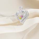 CNE80022502 - Stunning Sterling Silver Birthstone Couples Heart Necklace.