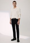 Regular Fit Crease-leg Trousers - Black