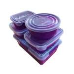 Smte Storage Containers Bpa Free Plastic Various Sizes 5 Piece Purple With Keychain