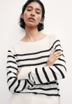 Fine-knit Jumper - Cream & Black Striped