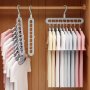 1PC Plastic 9-HOLE Multi-functional Clothes Hanger Unfinished Foldable Storage Tool For Shirts Pants And Bags - Space Saving Organizer For Home And Hotel Use