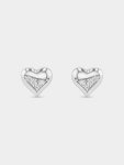 Sterling Silver Cubic Zirconia Pav Heart Stud Earrings