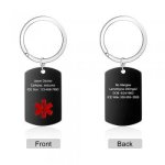 CAS102451 - Personalized Medical Alert Keyring Stainless Steel - Black
