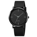 Bestkang Fashion Simple Women Men Watches Luxury Quartz Silicone Waterproof Unisex Wrist Watches Black