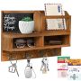 Homebros Key Holder Wall Mount Wooden Key Mail Holder With Chalkboard Mirror Greeting Cards Mail Key Organizer Storage Key Rack Shelf With 8 Key Hook