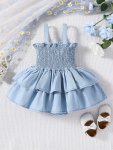Baby Girls Cute Sleeveless Denim Puffy Cami Onesie Dress Clothes For Summer