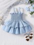 Baby Girls Cute Sleeveless Denim Puffy Cami Onesie Dress Clothes For Summer