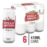 STELLAR Stella Artois Premium Lager Beer 6 X 410ML