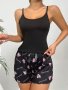 Casual Heart & Letter Print Night Bottoms Elastic High Waist Bow Decor Shorts Women's Sleepwear & Loungewear