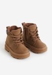 Warm-lined Lace-up Boots - Brown