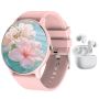 Pink Smartwatch With Bluetooth Earphones -student Music & Fitness Gift Set