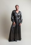 Satin Wrap Dress - 46 Goddess Chrome