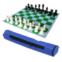 Standard Tournament Chess Set Vinyl Chessboard Black & White Pieces W/ Case