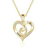 CNE103207G - Gold Plated Sterling Silver Mom & Child Engraved Necklace
