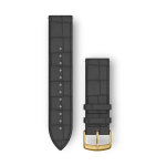 Garmin Quick Release 20MM Embossed Italian Leather Bands – Black With 24K Gold Pvd Hardware