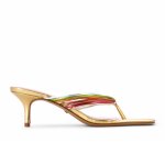 Multi Strap Sandal Heel -gold multi