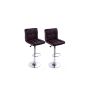 Black Faux Leather High Back Barstools With Gear Lift And Swivel Function-set Of 2