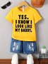 Casual Versatile Boys' Summer Tops - Yes I Know I Look Like... Print Short Sleeve Crew Neck T-Shirt Cute Father's Day Gift