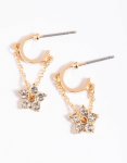 Goldair Gold Diamante Chain Hoop Earrings 2-PACK