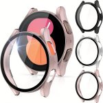 1PC Men Women Casual Fashionable Anti-fall PC 2 In 1 Screen Protector Tempered Film & Smart Watch Case 40MM 44MM Compatible With
