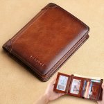 Men's Vintage Top Layer Cowhide Rfid Blocking Wallet Thin Short Multi Function Id Credit Wallet Card Bag Multi-functional Gradie