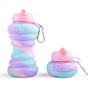 Kids Collapsible Silicone Water Bottle - Purple And Blue Doughnut