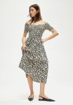 Smocked Off-the-shoulder Dress - Black Floral