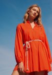 Macram -belt Dress - Bright Red