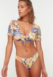Floral Patterned Bikini Bottoms - Mustard