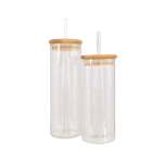 Glass Bottle With Bamboo Lid & Straw - 550ML