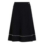 Faux-pearl Detail Knit Skirt -black