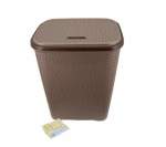 Smte Two Tone Reed Weave Laundry Basket With Hinge Lid & Smte Pegs Chocolate With Keychain