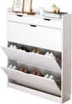 Zs - Elegant & Space-saving White Entryway Shoe Cabinet