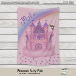 Personalised Fleece Blanket Princess Fairy Pink