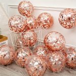 12PCS Rose Golden Confetti Latex Balloons Wedding Decor Birthday Party Decor Anniversary Decor Graduation Decor Holiday Decor Mo