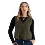 Ribbed Knit Waistcoat - Olive Free