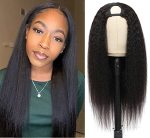 Urbeauty U Part Human Hair Wig Bob Upart Wigs Black Women Human Hair Kinky Straight Wigs 10 Inch Italian U Part Half Wig 1.5X3