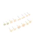 Goldair Gold Diamante Moon & Bar Stud Earrings 7-PACK