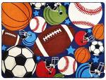 Huahoo Blue Kids Rug Fun Sport Rugs Nylon Carpet Boys Girls Childrens Rug Balls Print With Soccer Ball Basketball Football Tenni