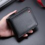 1PC Men's Carbon Fiber Pattern Pu Leather Fashion Wallet Multifunctional Zipper Versatile Multi-card Slot Card Holder