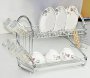 Flagup 2 Tier Dish Rack Stainless Steel Dish Cup Drying Rack Drainer Cutlery Holder Organizer With Drainboard