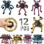 12 Pcs Fidget Spinners Toys For Kids & Adults Deformable Robot Transformable Fingertip Spinner Stress Relief Party Favor For Cla