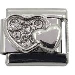 Silver Hearts Stones 9MM Charm