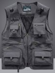 Breathable Nylon Men's Outdoor Cargo Vest Jacket Men's Zip Up Sports Jacket With Multiple Pockets For Summer Outdoor Activity